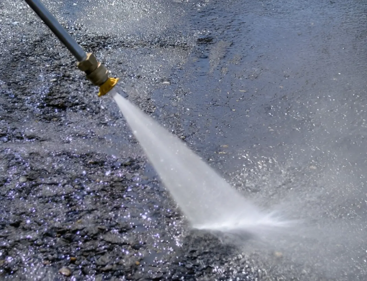 A water jet spraying out of the ground.